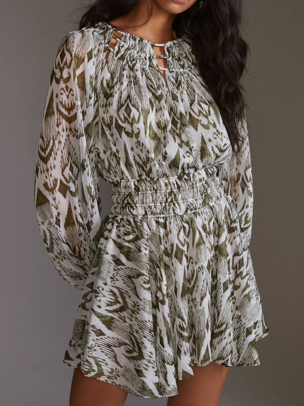MISA Los Angelos Mercy Ikat Print Mini Dress S